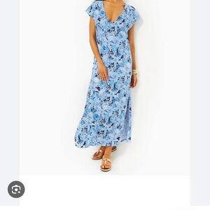 NWT Lilly Pulitzer Blue & White Maxi Dress. Bonaire Blue & Coastal Constellation